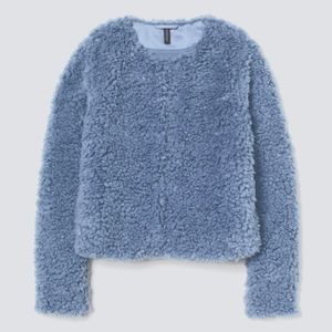 Short Faux Fur Jacket Icey Blue